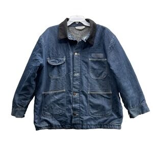 VTG Bob Barker Flannel Lined Denim Jacket Men's Large Barn Outdoor Workwear 90's